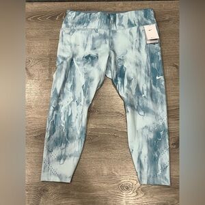 Nike Dri-FIT Epic Luxe mid rise 7/8 running leggings Blue green 2X